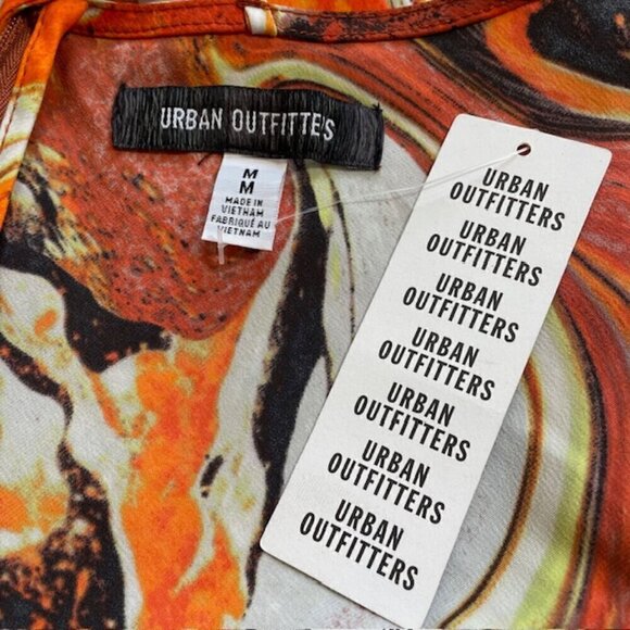 URBAN OUTFITTERS Pretty Please Silky Cut Out Mini Dress in Warm Toned Marble NWT - Picture 6 of 9